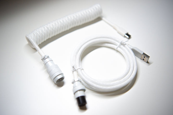 Triple White Mechanical Keyboard Coiled Cable GX16