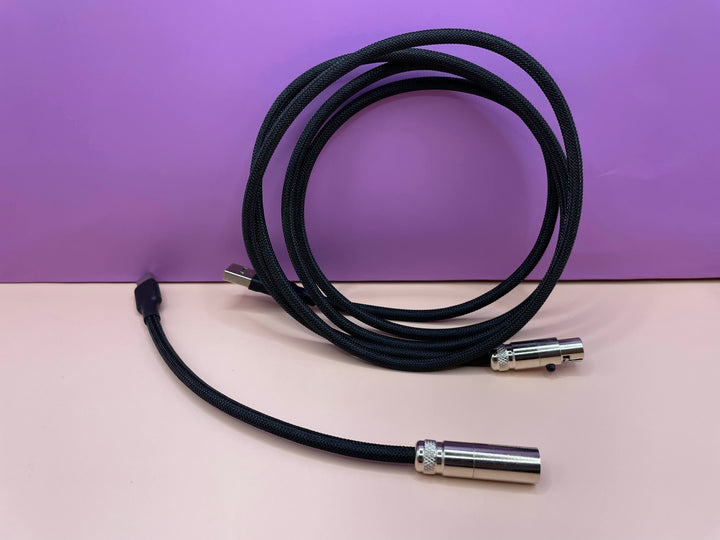 Keebz N Cables - Cables - Black Silver Mechanical Keyboard Straight XLR Cable - Keebz N Cables