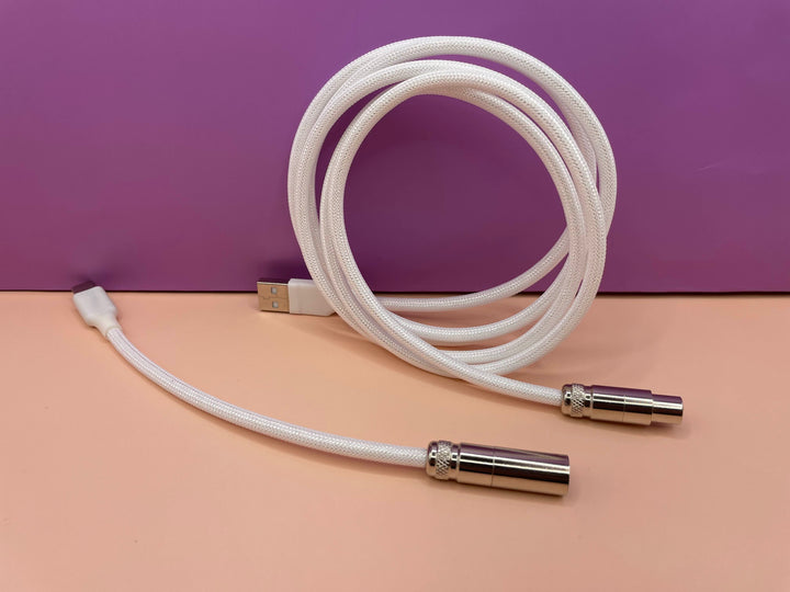 White Silver Mechanical Keyboard Straight XLR Cable