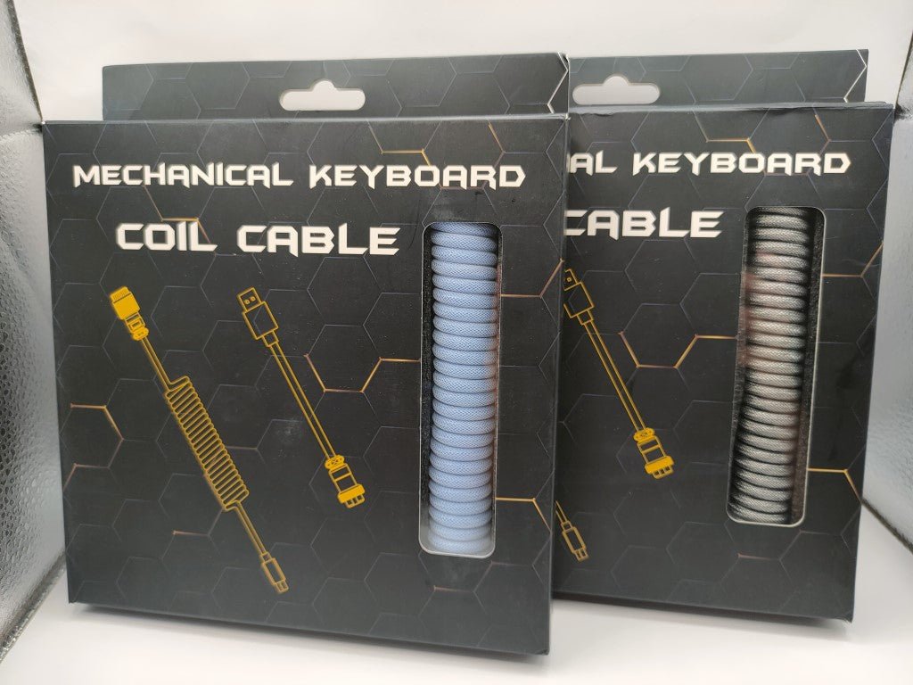 Baby Blue Tri-colour Mechanical Keyboard Coiled Cable GX16 - Keebz N CablesCables